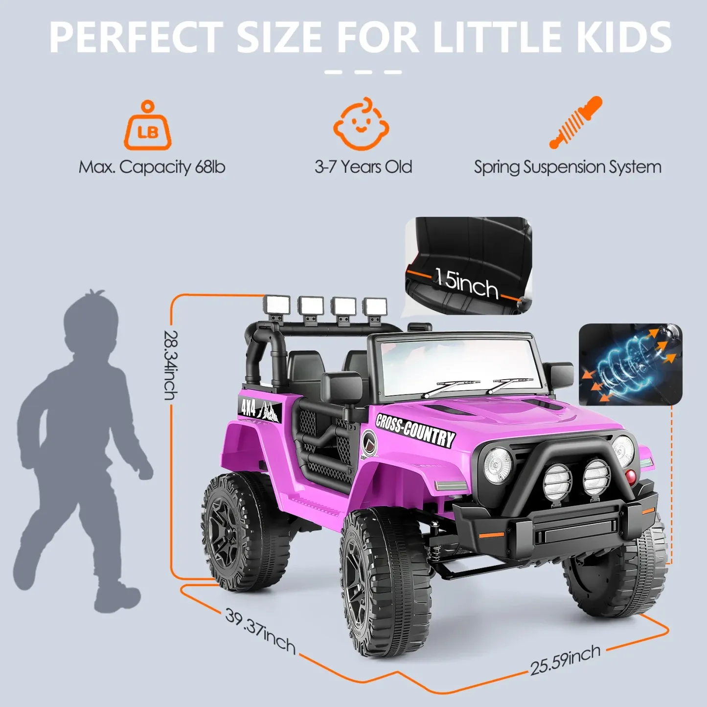 Funcid Ride on Truck Car, Kids 12V Electric Ride on Toys with Parent Remote Control