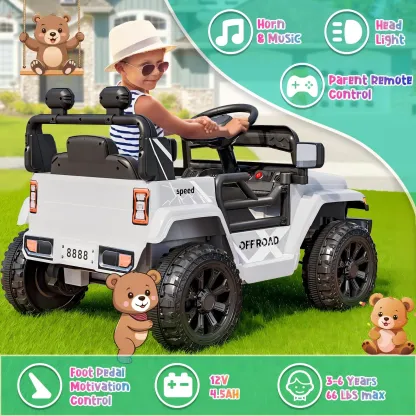 Funcid 12 Volt Ride on Truck, Ride on Toys for Toddlers with Remote Control