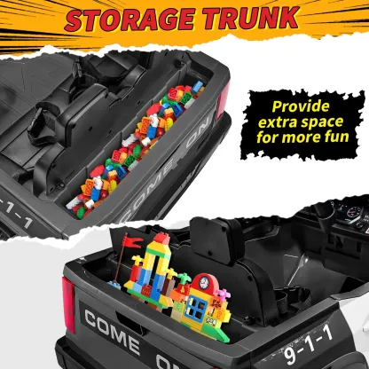 Funcid 24V 2-Seater Kids Ride on Police Car 4x4 Ride on Toys W/ Remote Control Battery Powered Ride on Electric Truck Car