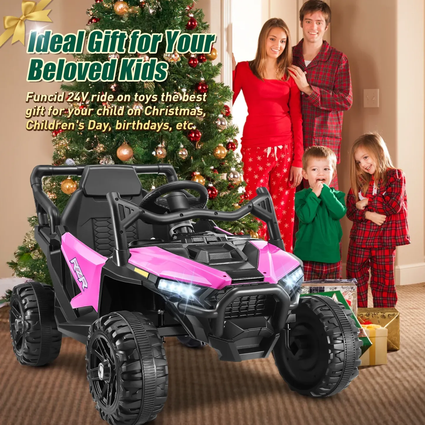 Funcid 24 Volt Ride on Toys, Kids Ride on Cars with Remote Control, 400W Powerful Electric Car for Kids