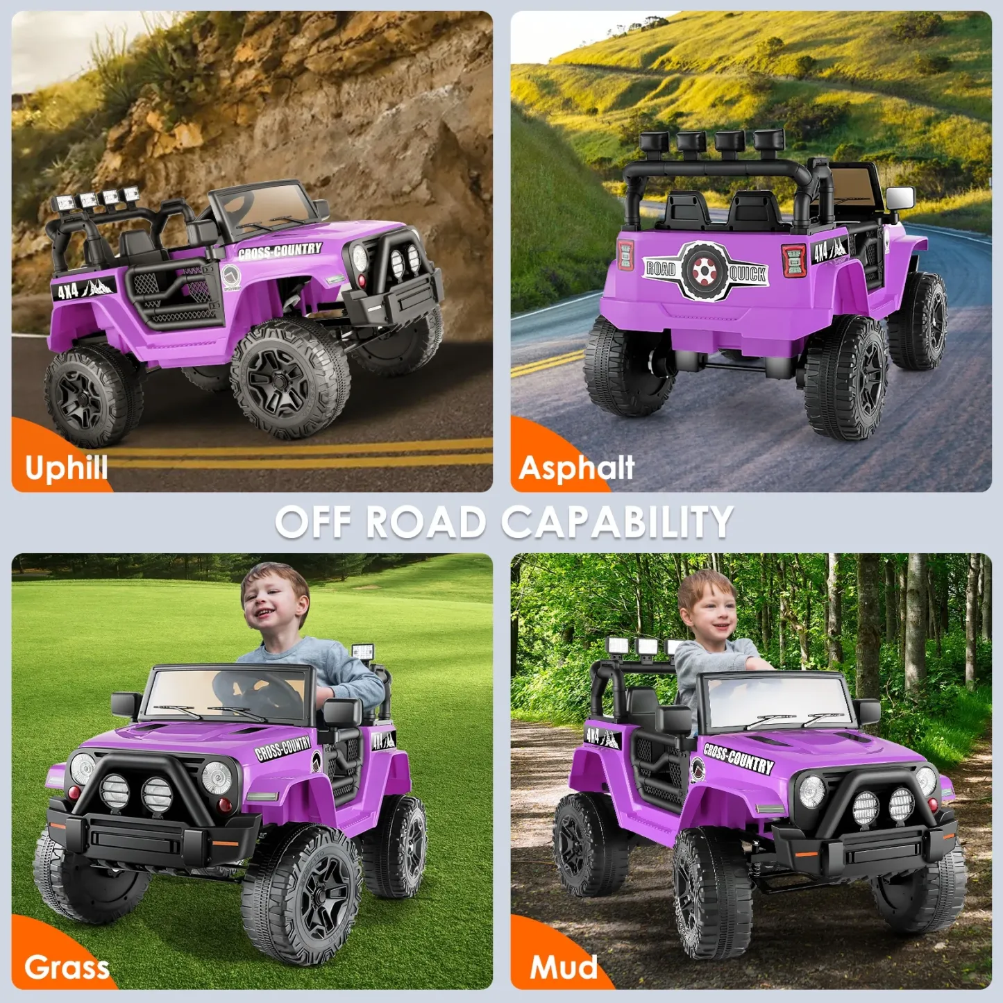 Funcid Ride on Truck Car, Kids 12V Electric Ride on Toys with Parent Remote Control