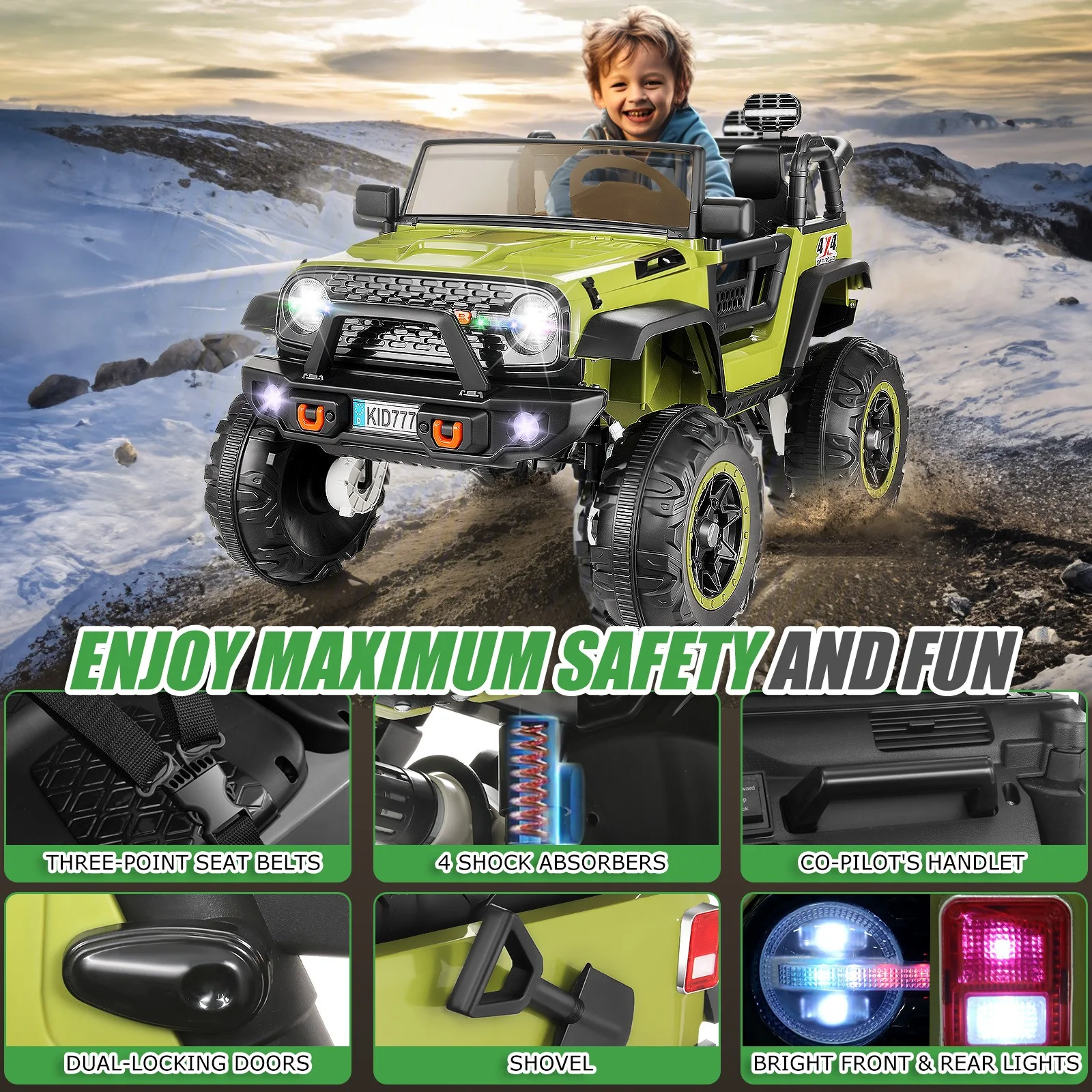 Funcid 24V 2-Seater Kids Ride on Truck Electric Car 