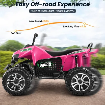 Funcid 24V 2-Seater Kids ATV, 4 Wheeler Electric Ride on Car with 400W Motors