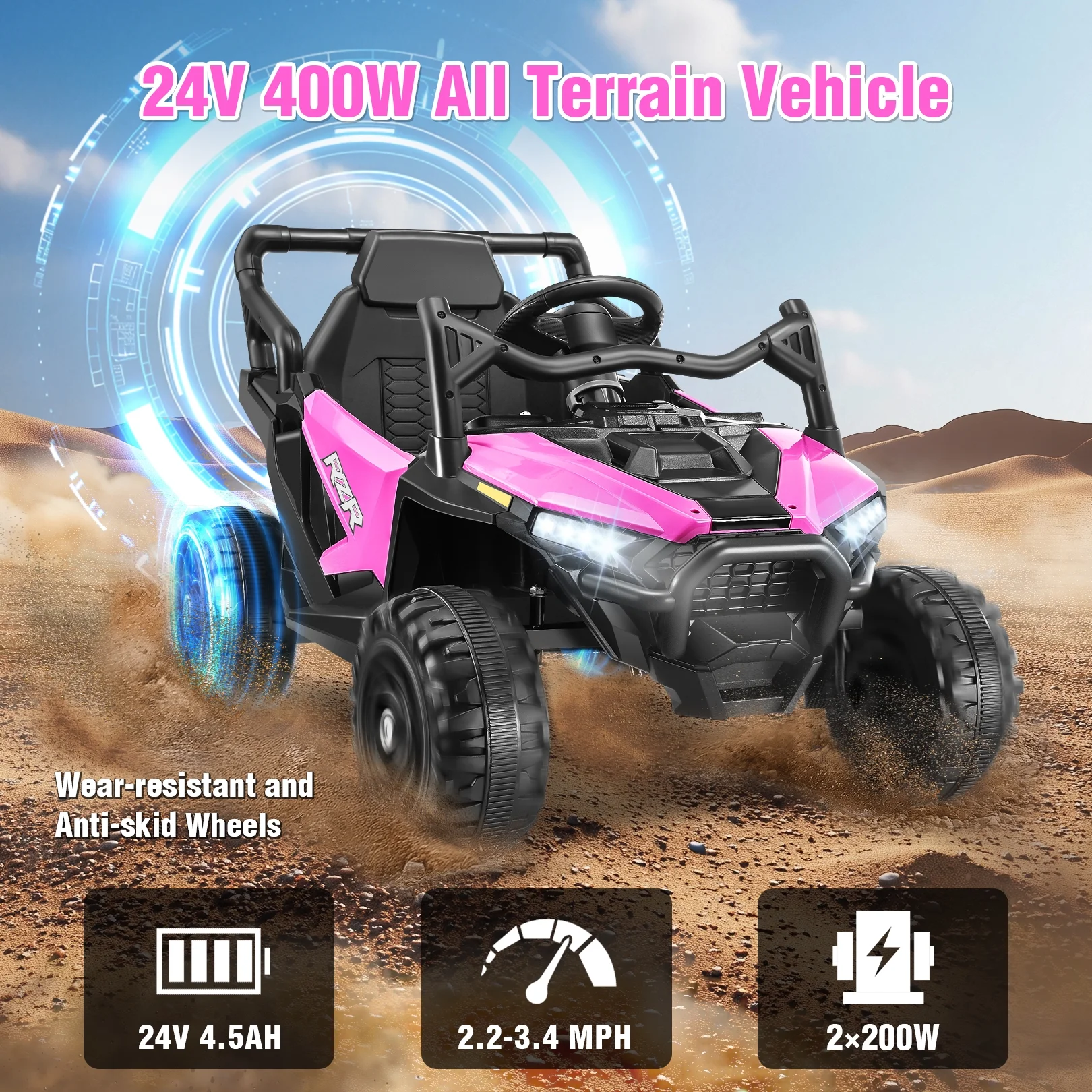 Funcid 24 Volt Ride on Toys, Kids Ride on Cars with Remote Control, 400W Powerful Electric Car for Kids