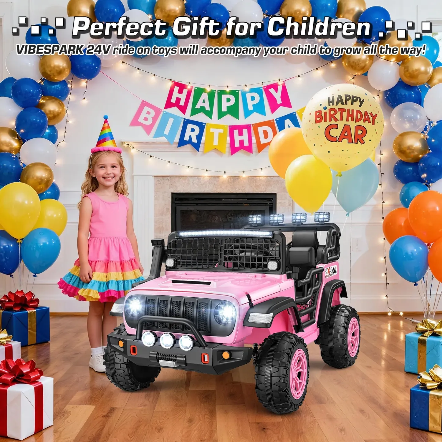 Funcid 24 Volt Ride on Toys, 2-Seater Electric Car for Kids