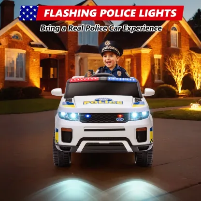 Funcid 12v Ride on Police Car Powered 2 Wheel Drive, Electric Ride on Toy for Kids 3-8 Years with Remote Control