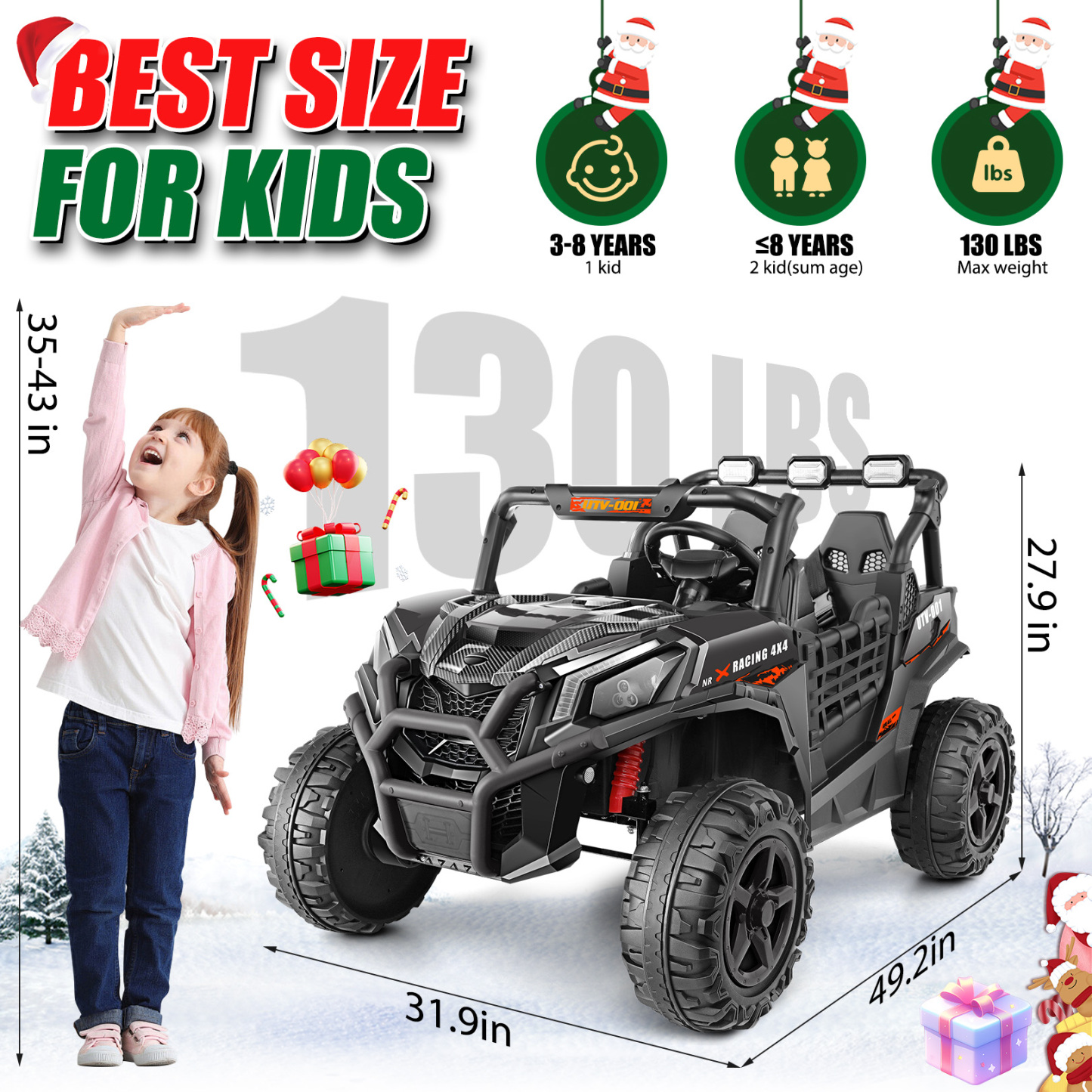 Funcid 24V Ride on Toys 4WD Ride on Cars with Remote Control