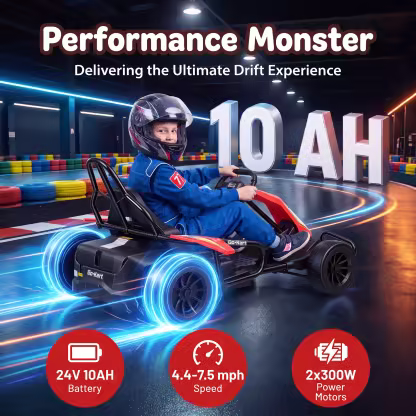 Funcid 24V 10Ah Big Battery Go Kart for Kids Age 6-12