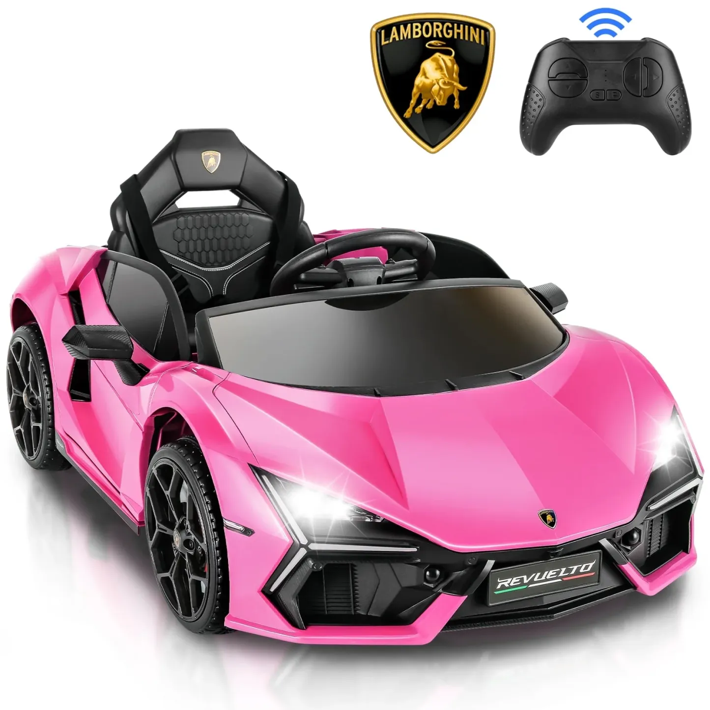 Funcid Kids Electric Ride On 12V Licensed Lamborghini Aventador Battery Powered Sports Car Toy with 3 Speeds Parent Remote Control