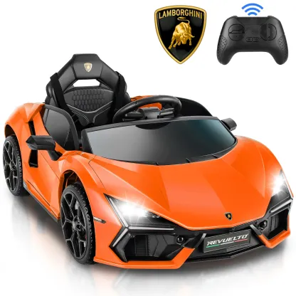 Funcid Kids Electric Ride On 12V Licensed Lamborghini Aventador Battery Powered Sports Car Toy with 3 Speeds Parent Remote Control