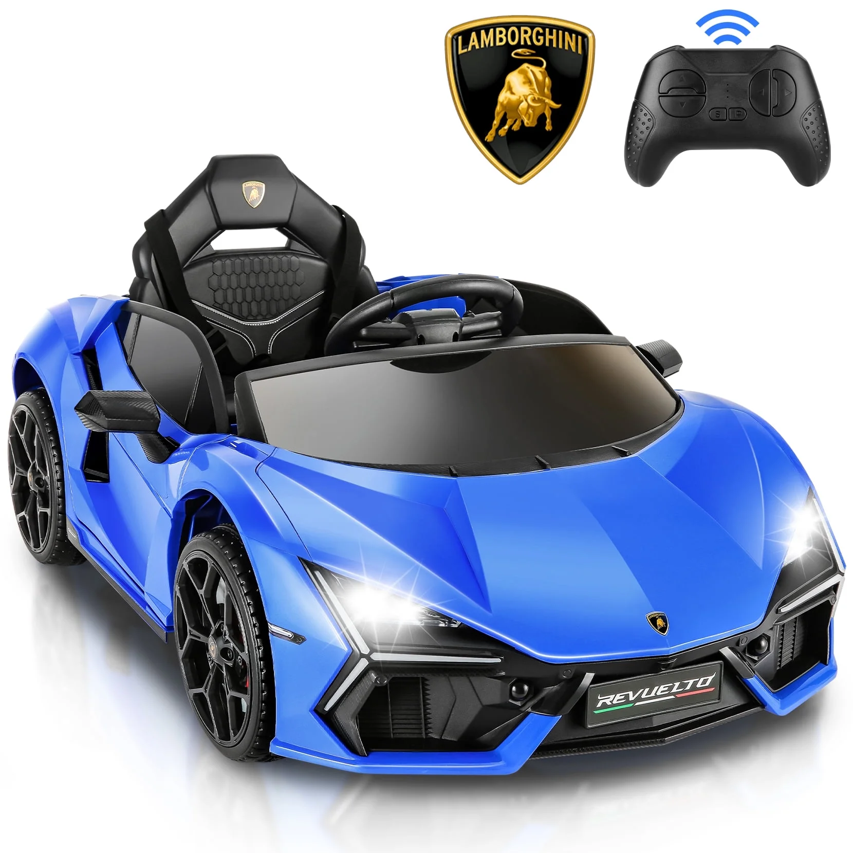 Funcid Kids Electric Ride On 12V Licensed Lamborghini Aventador Battery Powered Sports Car Toy with 3 Speeds Parent Remote Control