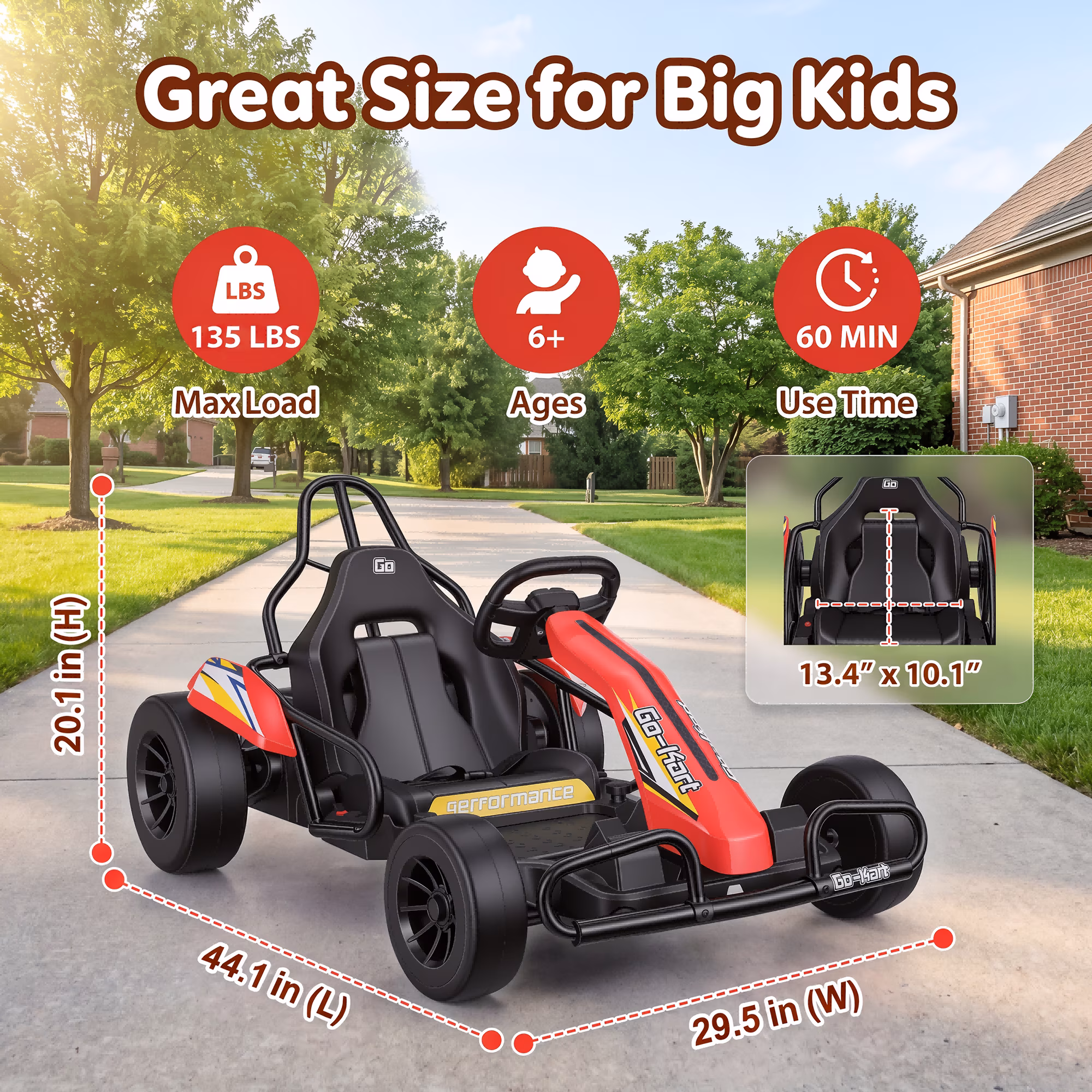 Funcid 24V 10Ah Big Battery Go Kart for Kids Age 6-12