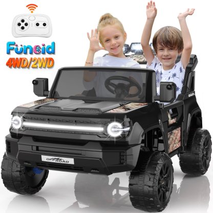 Funcid 24V 2-Seater Ride on Toys, 2WD/4WD Switchable 800W Ride on Truck