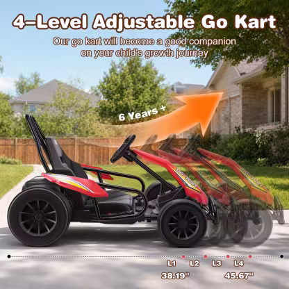 Funcid 24V 10Ah Big Battery Go Kart for Kids Age 6-12