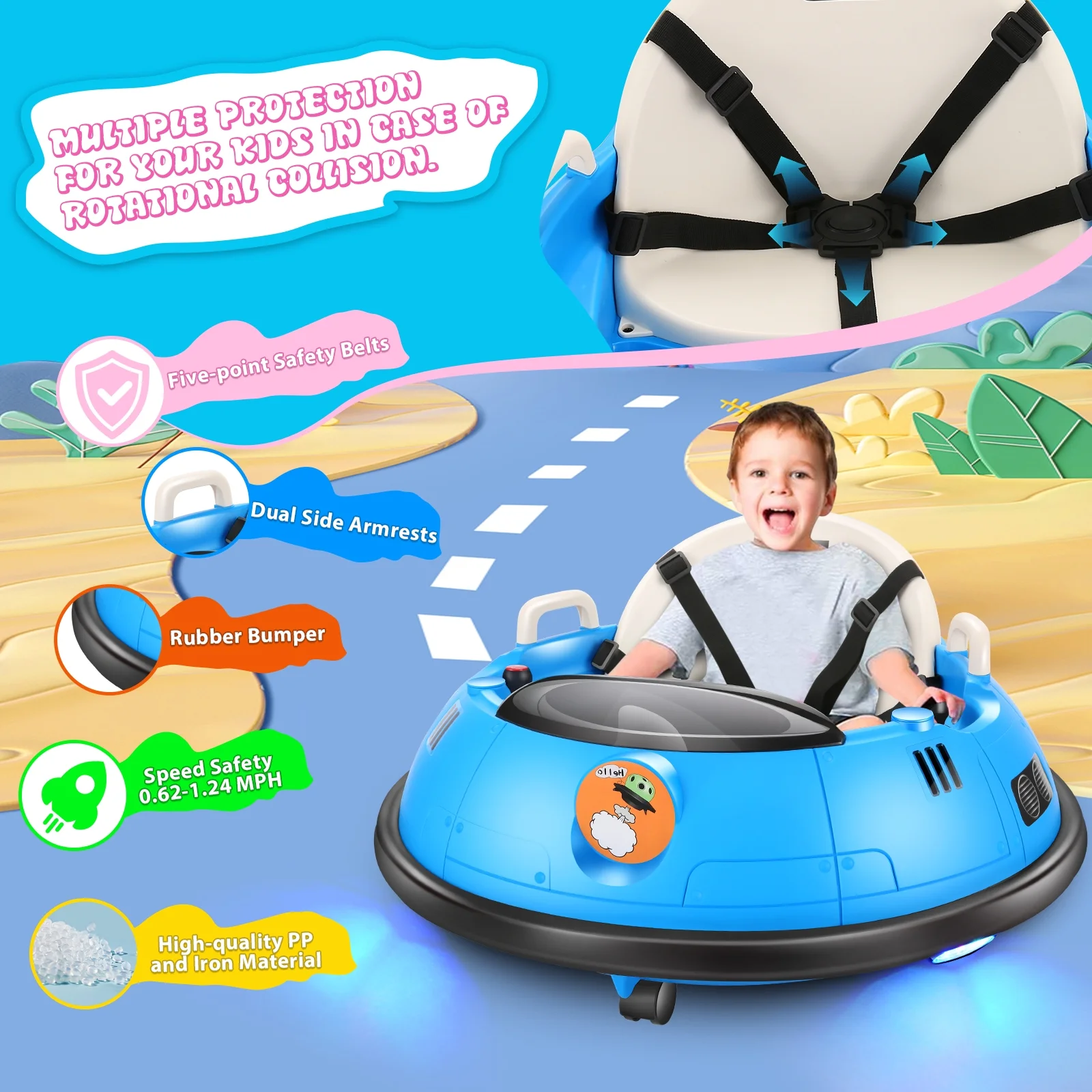 Funcid 12V Kids Bumper Car for Toddler