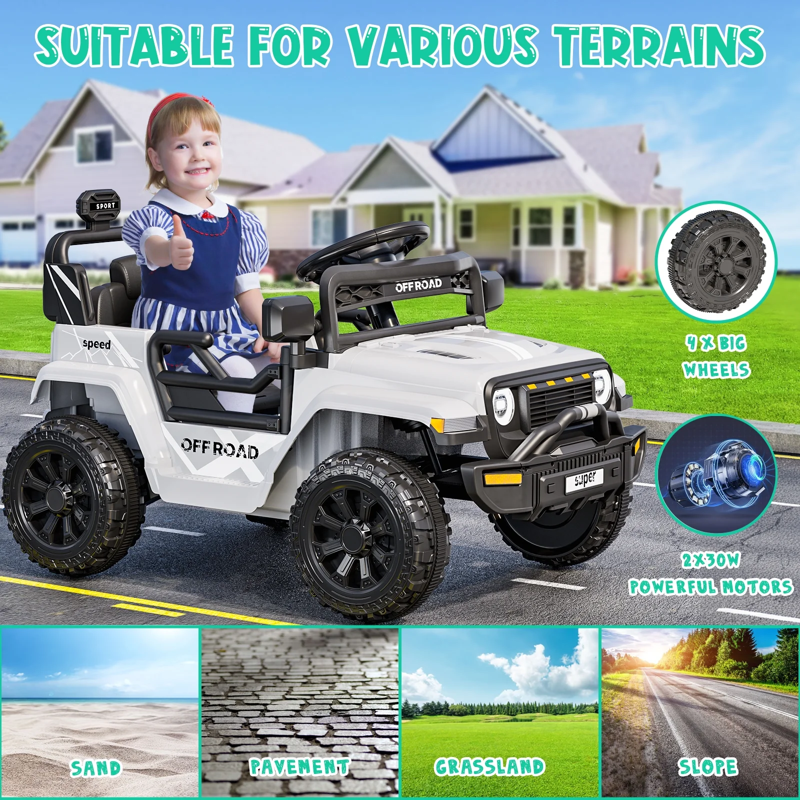 Funcid 12 Volt Ride on Truck, Ride on Toys for Toddlers with Remote Control