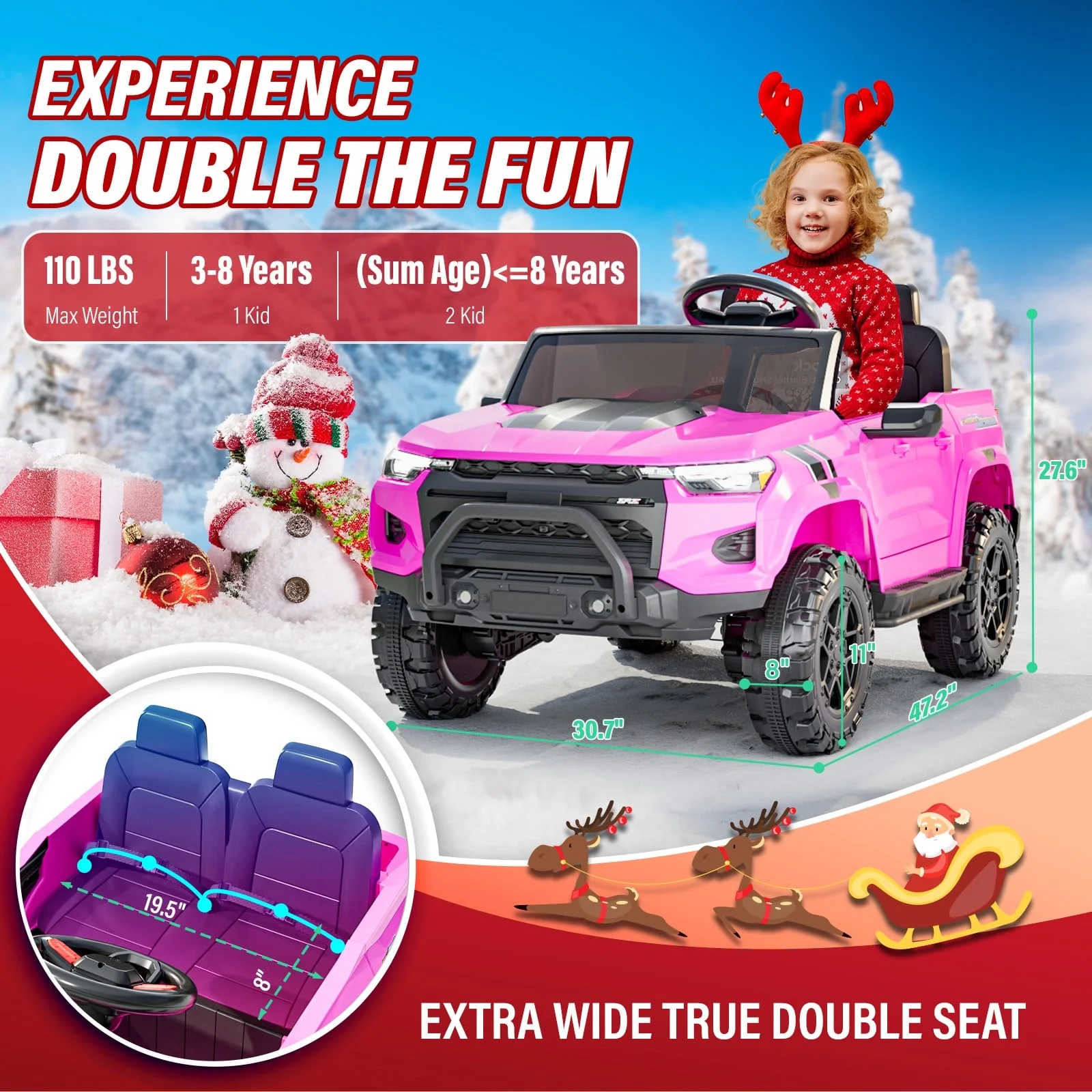 Funcid 24V Ride on Toys 4WD Ride on Cars with Remote Control, 2 XL Seater Electric Car for Kids