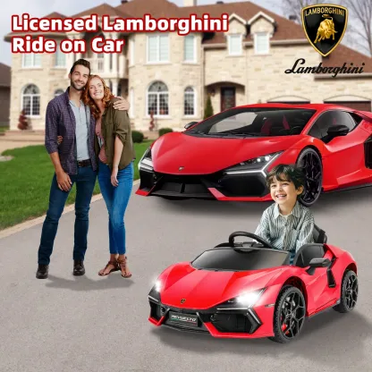 Funcid Kids Electric Ride On 12V Licensed Lamborghini Aventador Battery Powered Sports Car Toy with 3 Speeds Parent Remote Control