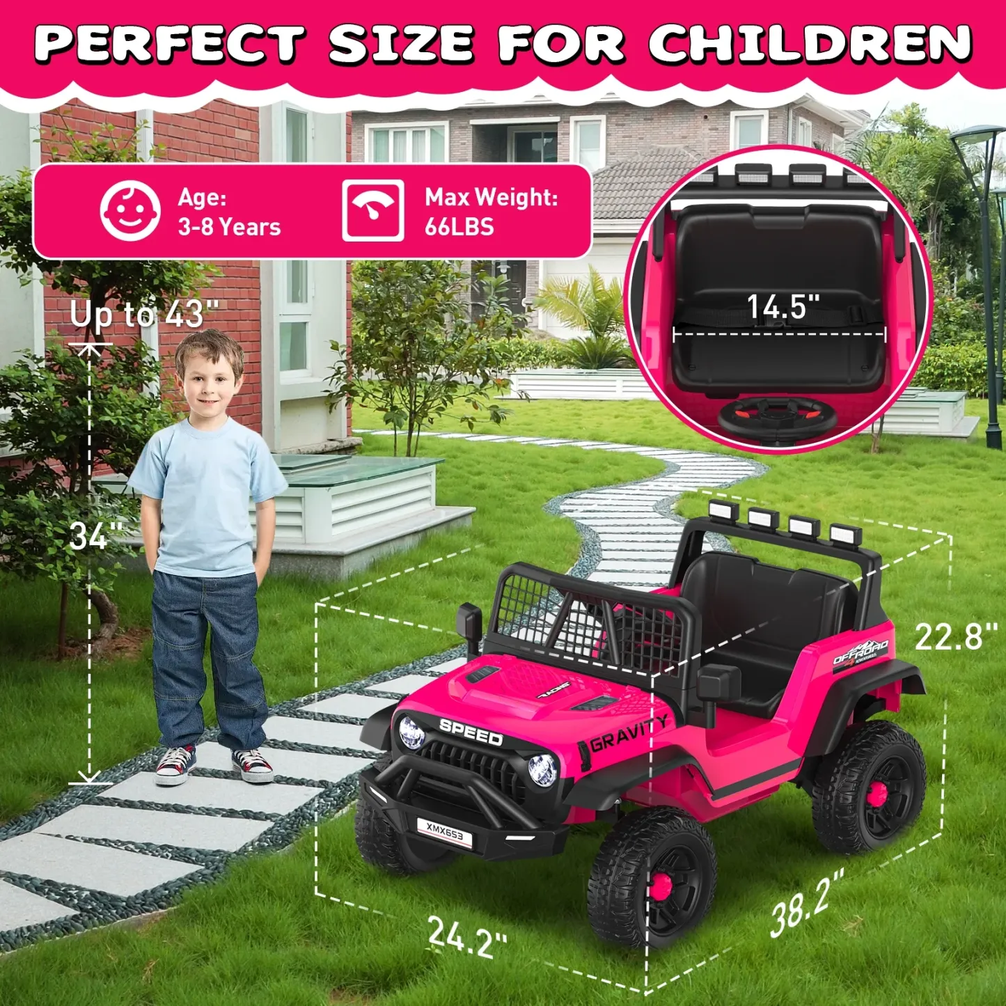 Funcid 24V Ride on Cars Truck with Remote Control