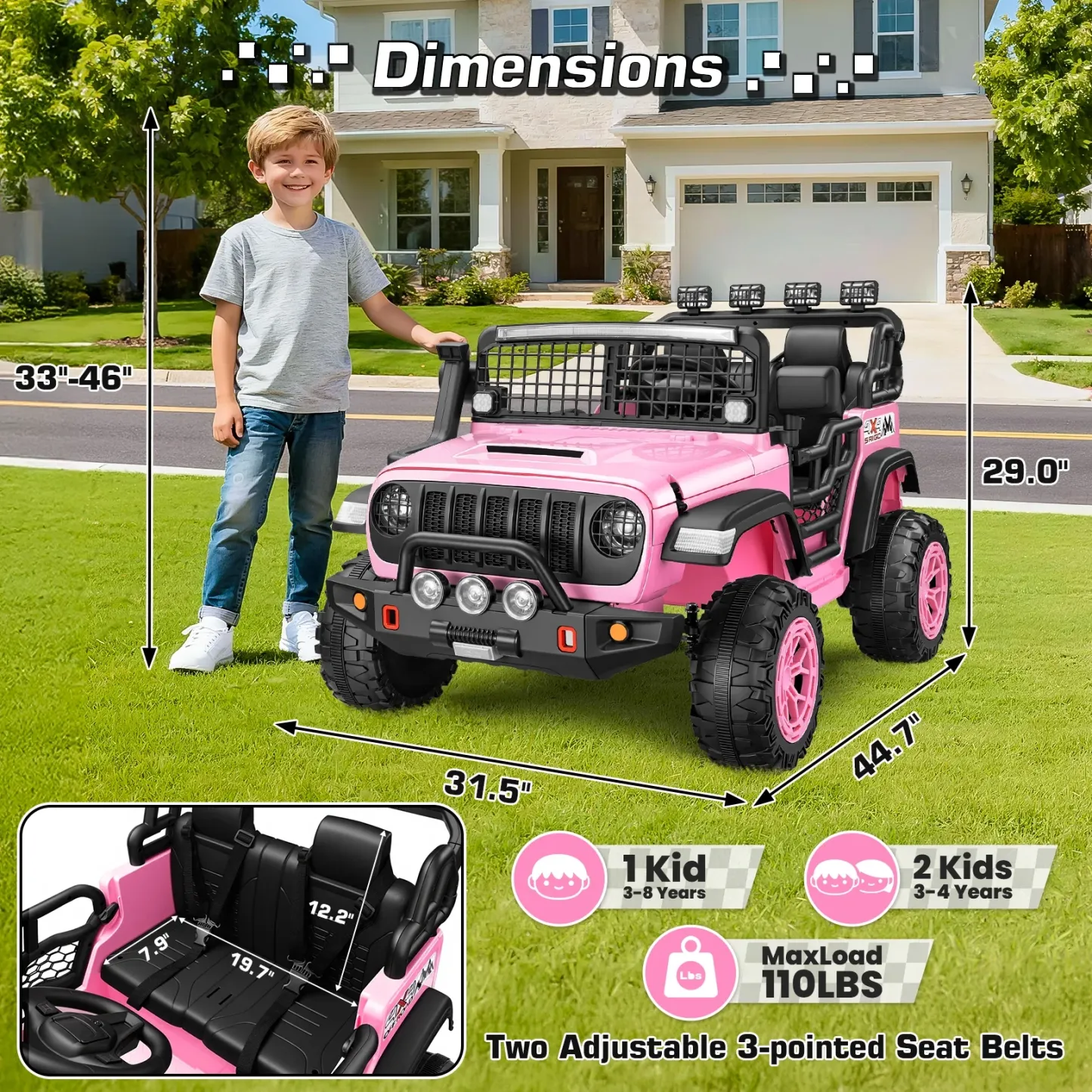 Funcid 24 Volt Ride on Toys, 2-Seater Electric Car for Kids