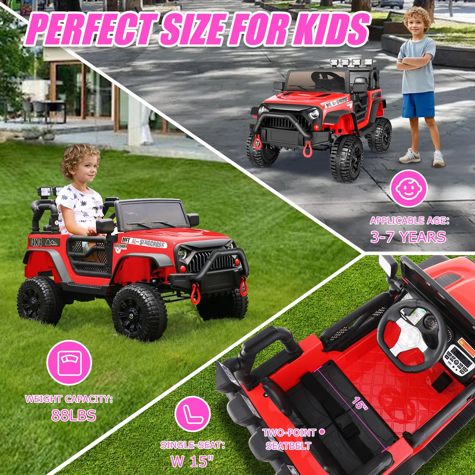 Funcid Ride on Toys 24 Volt, 2 Seater Ride on Cars with Remote Control