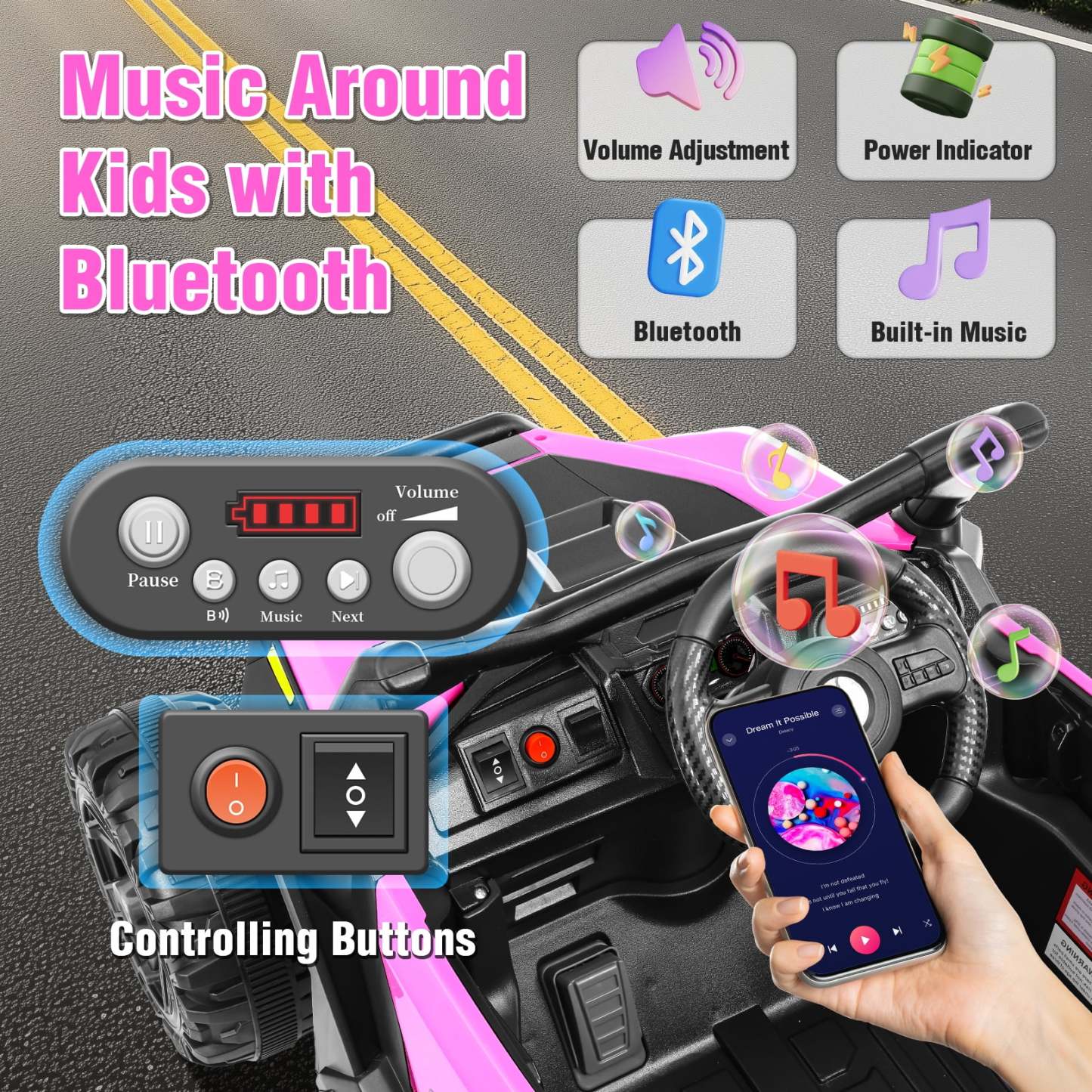 Funcid 24 Volt Ride on Toys, Kids Ride on Cars with Remote Control, 400W Powerful Electric Car for Kids