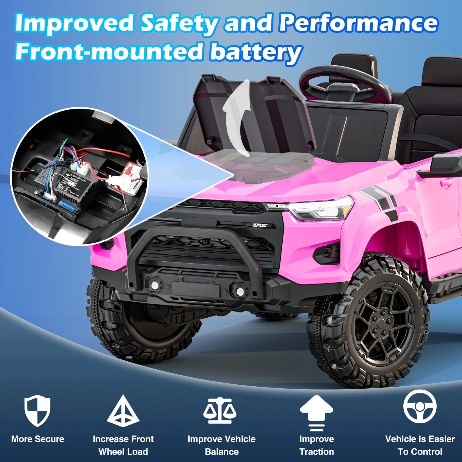 Funcid 24V Ride on Toys 4WD Ride on Cars with Remote Control, 2 XL Seater Electric Car for Kids