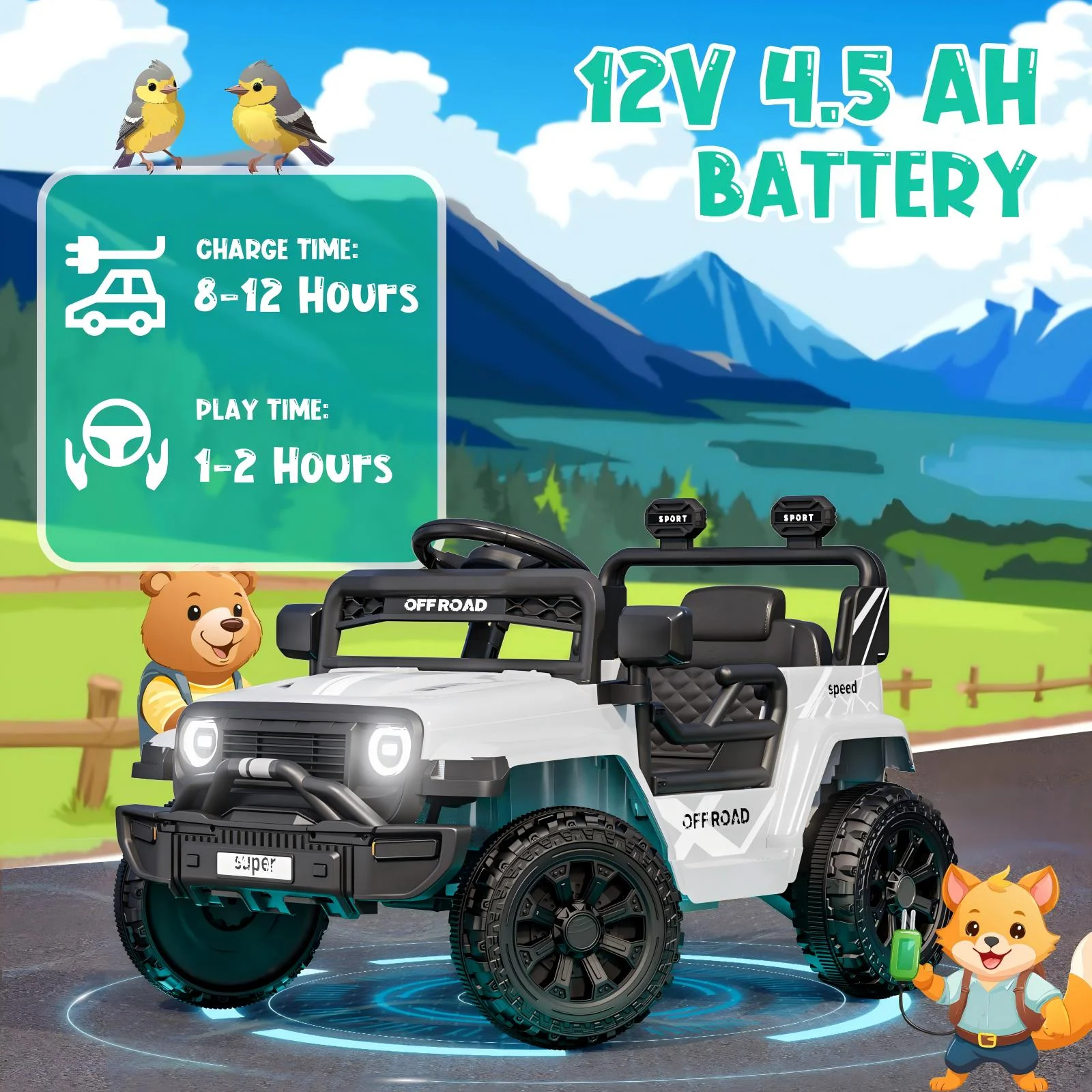 Funcid 12 Volt Ride on Truck, Ride on Toys for Toddlers with Remote Control