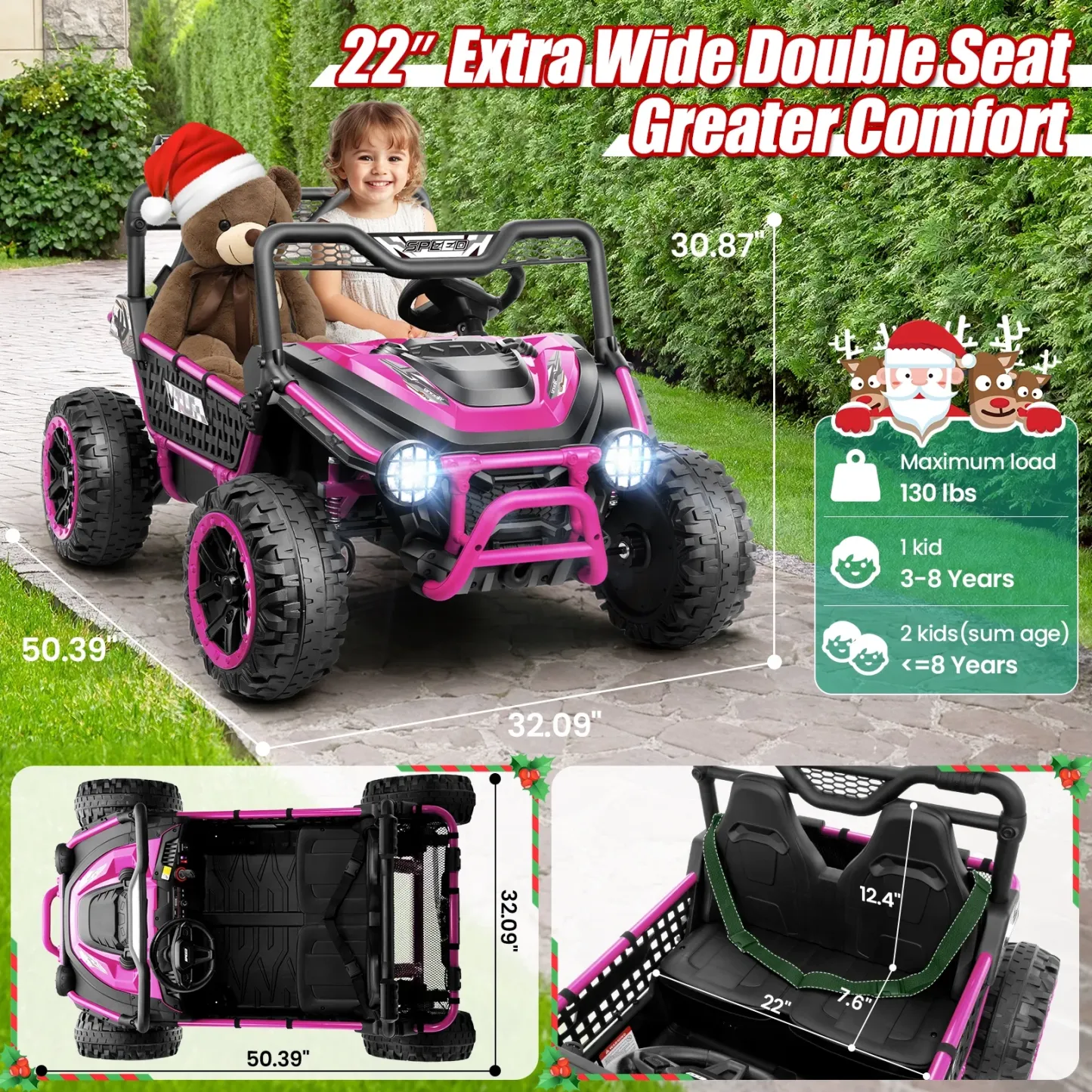 Funcid 24V Ride on Toys, 2-Seater Ride on cars with Remote Control