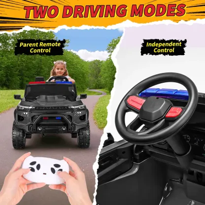 Funcid 24V 2-Seater Kids Ride on Police Car 4x4 Ride on Toys W/ Remote Control Battery Powered Ride on Electric Truck Car