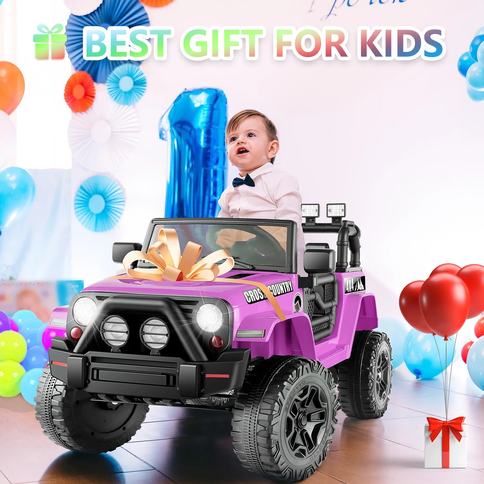 Funcid Ride on Truck Car, Kids 12V Electric Ride on Toys with Parent Remote Control