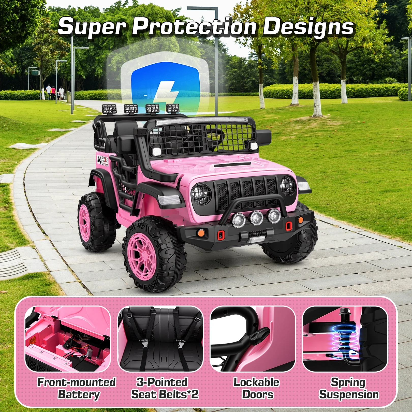 Funcid 24 Volt Ride on Toys, 2-Seater Electric Car for Kids