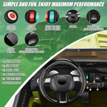 Funcid 24V 2-Seater Kids Ride on Truck Electric Car 