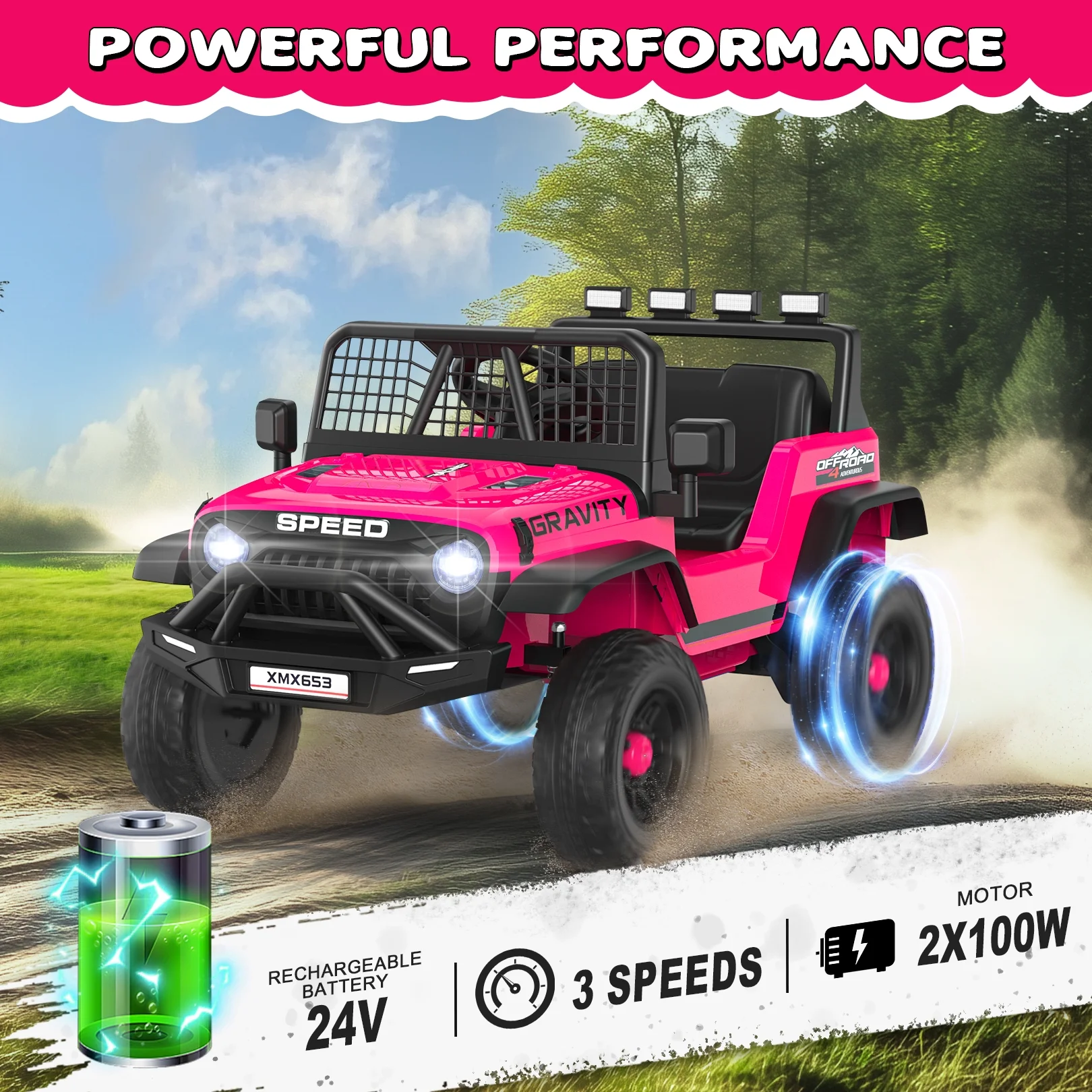 Funcid 24V Ride on Cars Truck with Remote Control