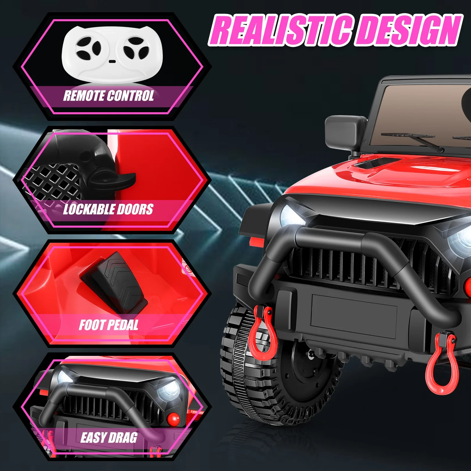 Funcid Ride on Toys 24 Volt, 2 Seater Ride on Cars with Remote Control