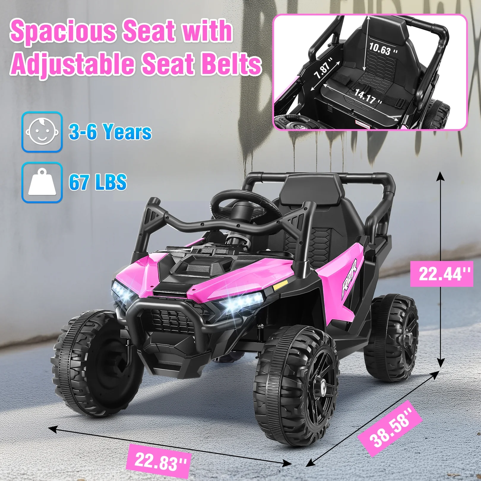 Funcid 24 Volt Ride on Toys, Kids Ride on Cars with Remote Control, 400W Powerful Electric Car for Kids