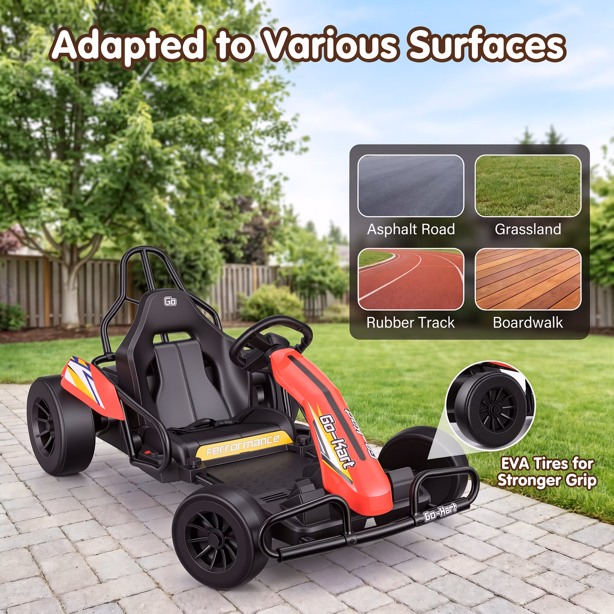 Funcid 24V 10Ah Big Battery Go Kart for Kids Age 6-12