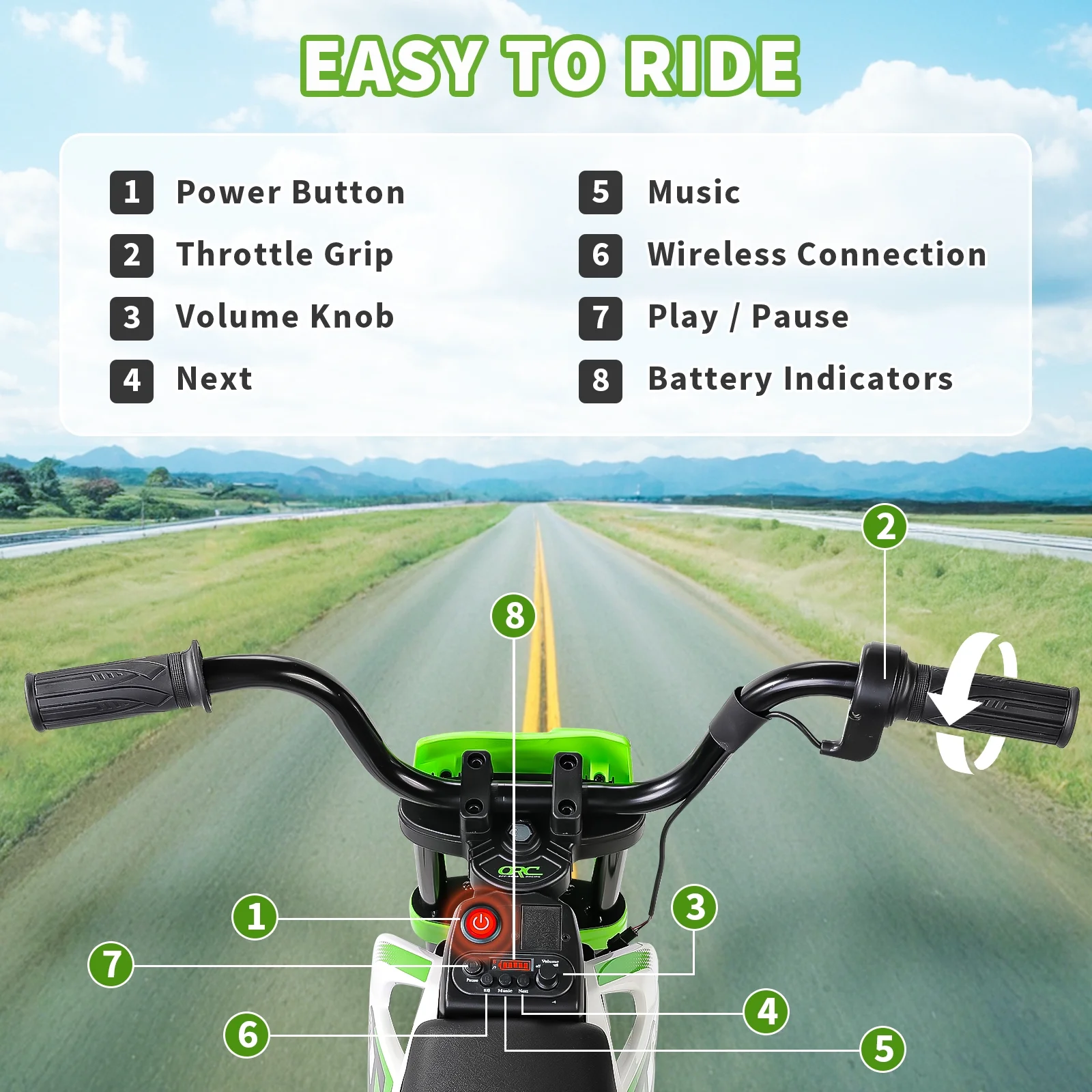 Funcid 12V Electric Dirt Bike with Twist Grip Throttle