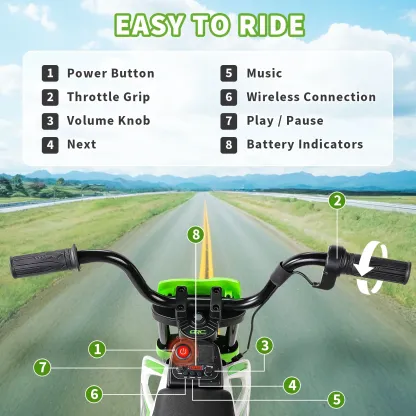 Funcid 12V Electric Dirt Bike with Twist Grip Throttle