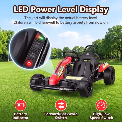 Funcid 24V 10Ah Big Battery Go Kart for Kids Age 6-12