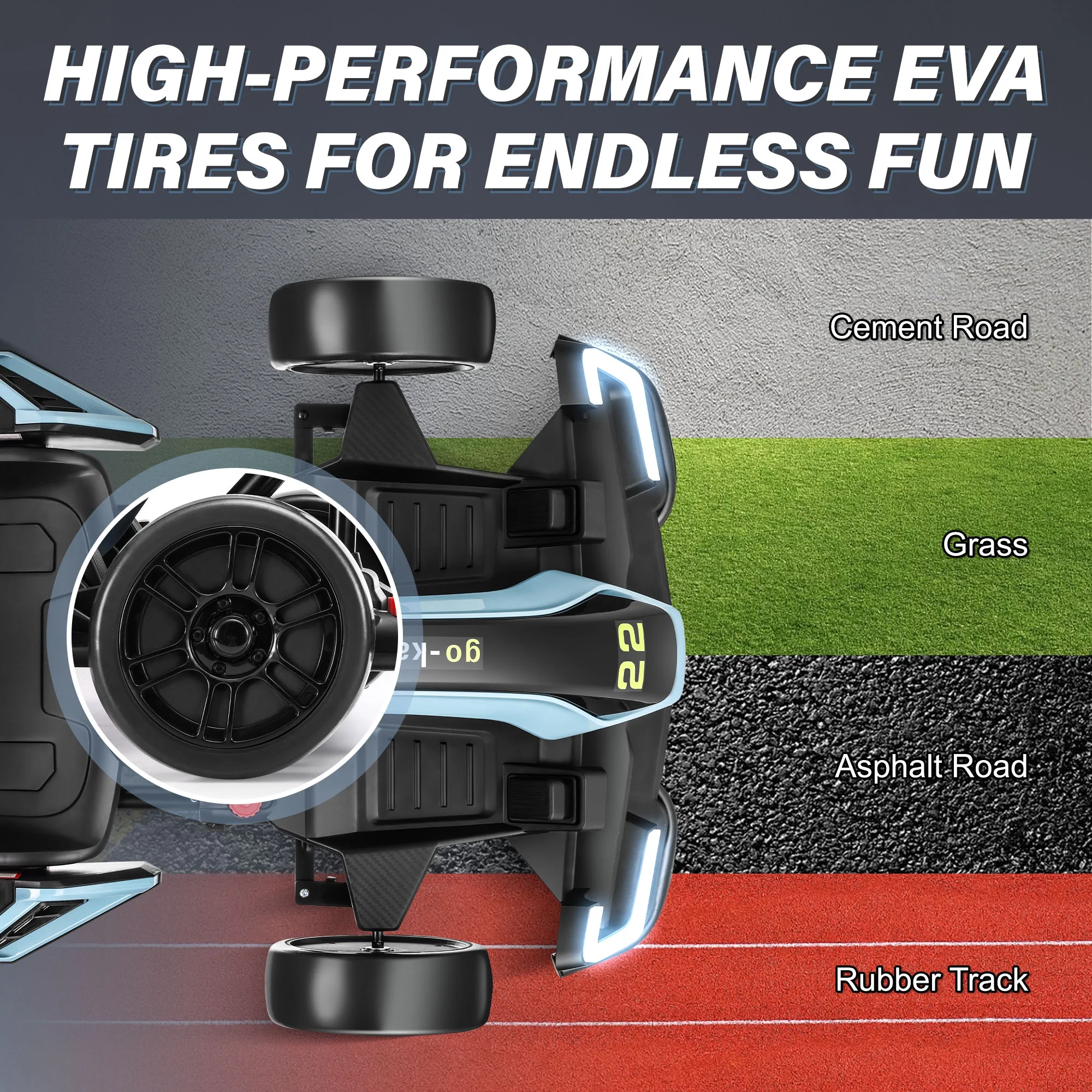 Funcid 24V 7AH Go Kart for Kids, 300W Powered Ride on Toys for 6+