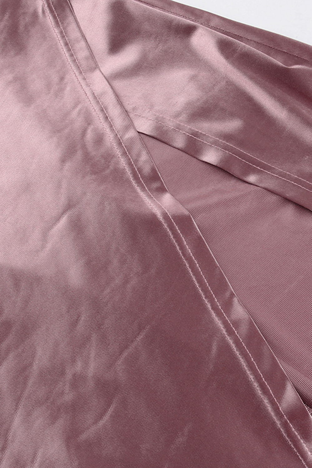 Party Pink Solid Halter Mock Neck Sleeveless Split Fold Maxi Dress