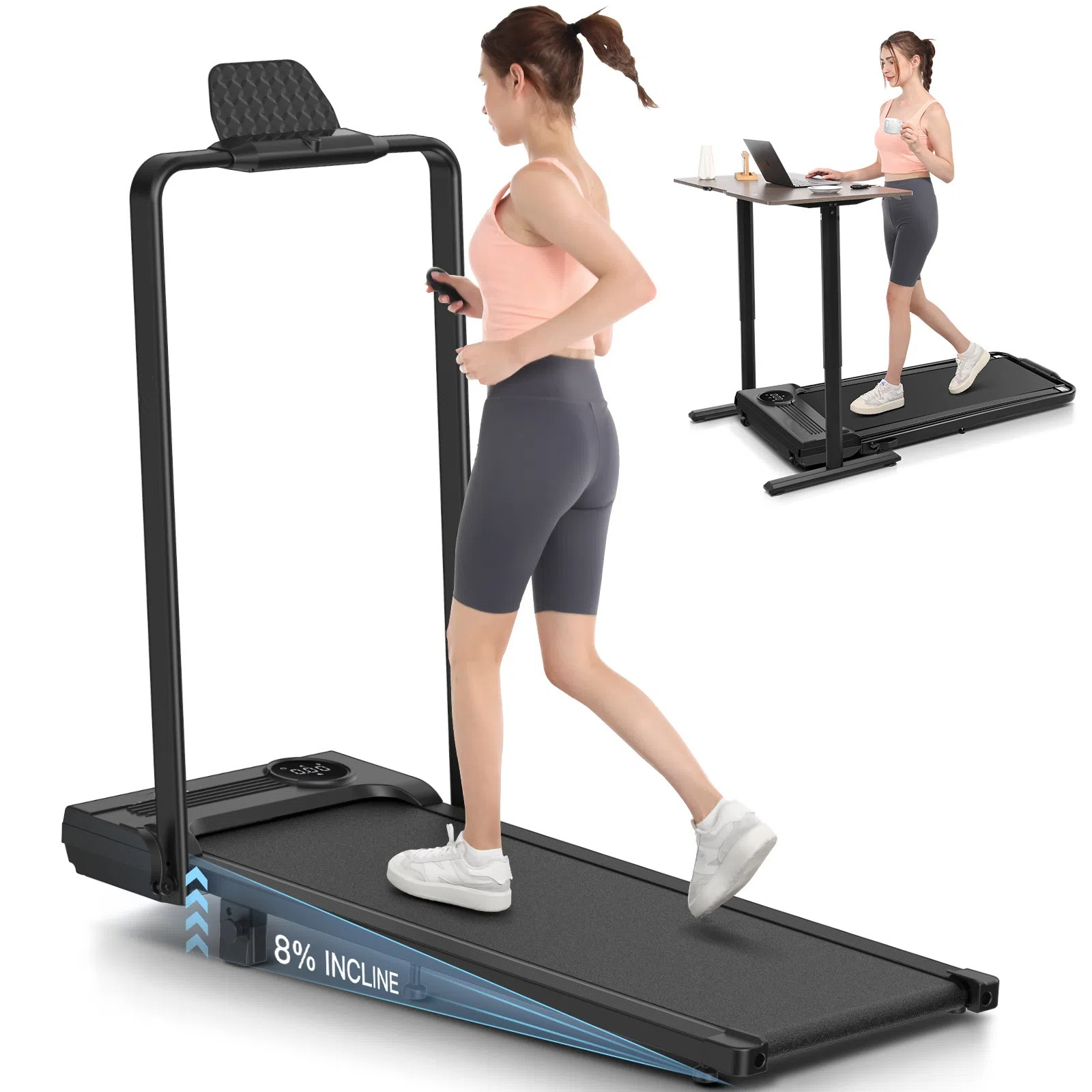 4-in-1 Folding Treadmill with Adjustable Incline & Handle Bar – SpaceSaver Design