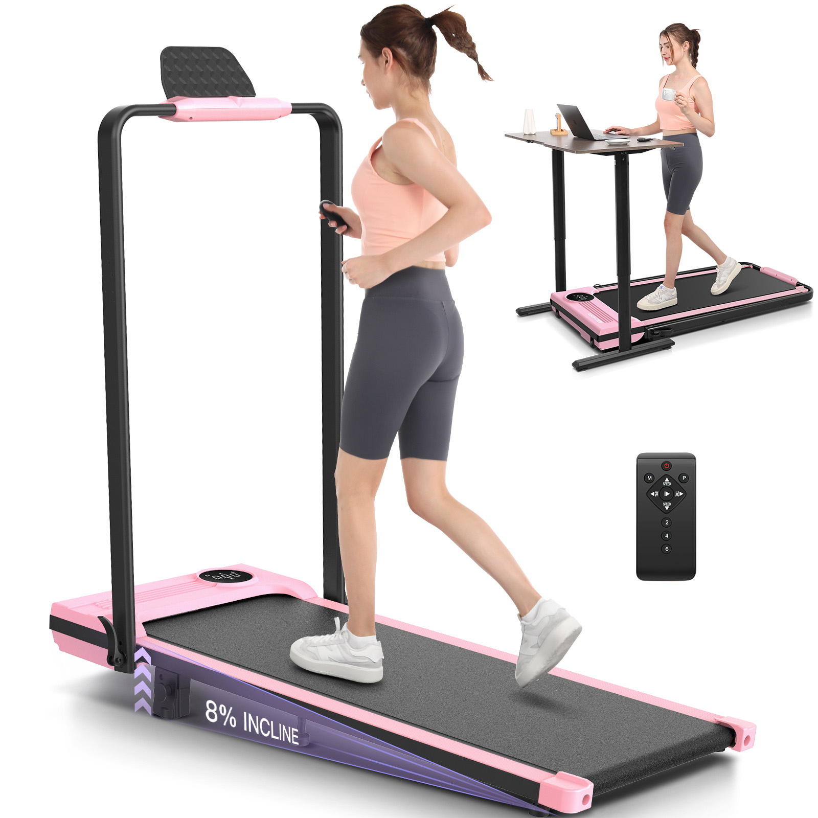 4-in-1 Folding Treadmill with Adjustable Incline & Handle Bar – SpaceSaver Design