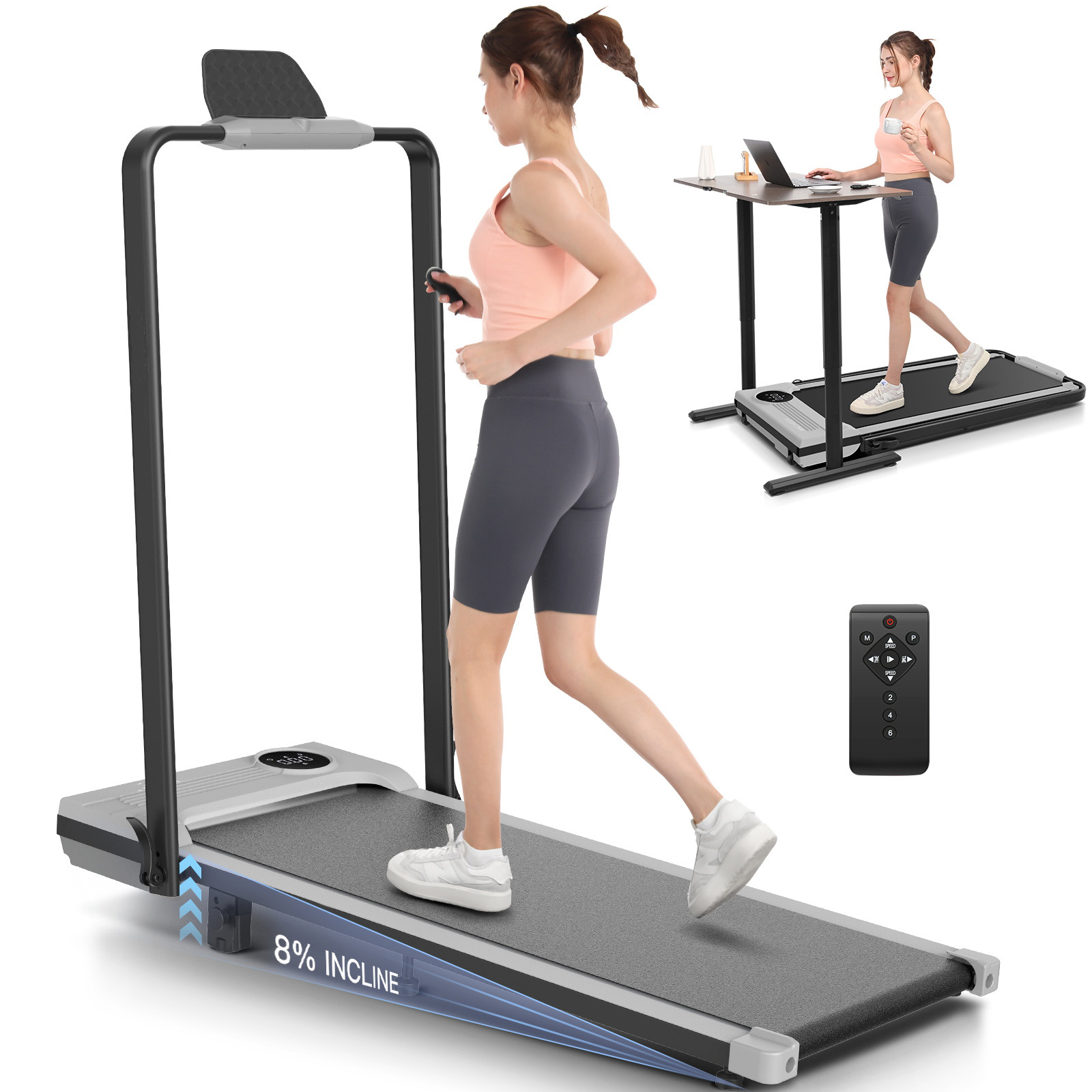 4-in-1 Folding Treadmill with Adjustable Incline & Handle Bar – SpaceSaver Design