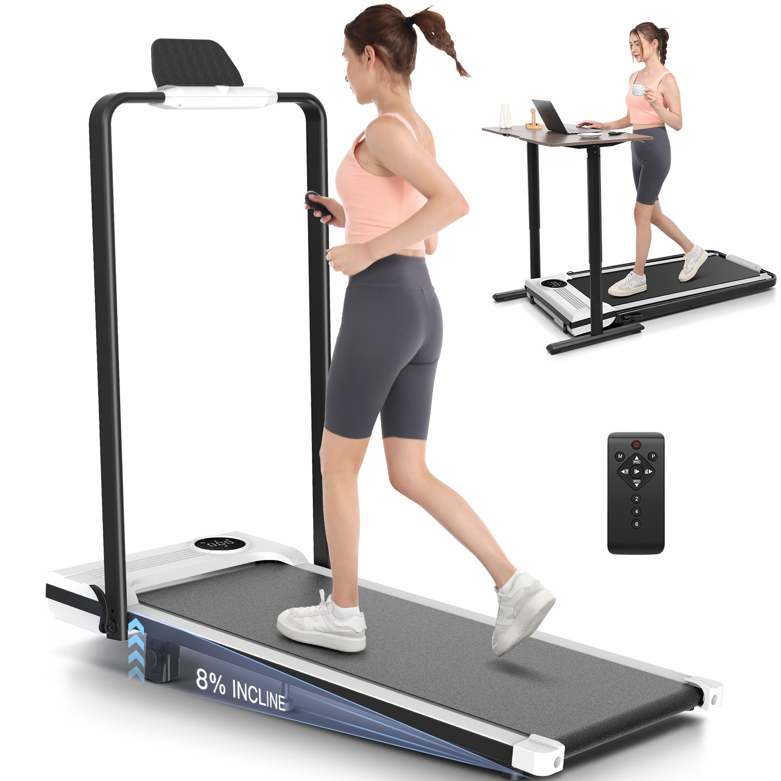 4-in-1 Folding Treadmill with Adjustable Incline & Handle Bar – SpaceSaver Design