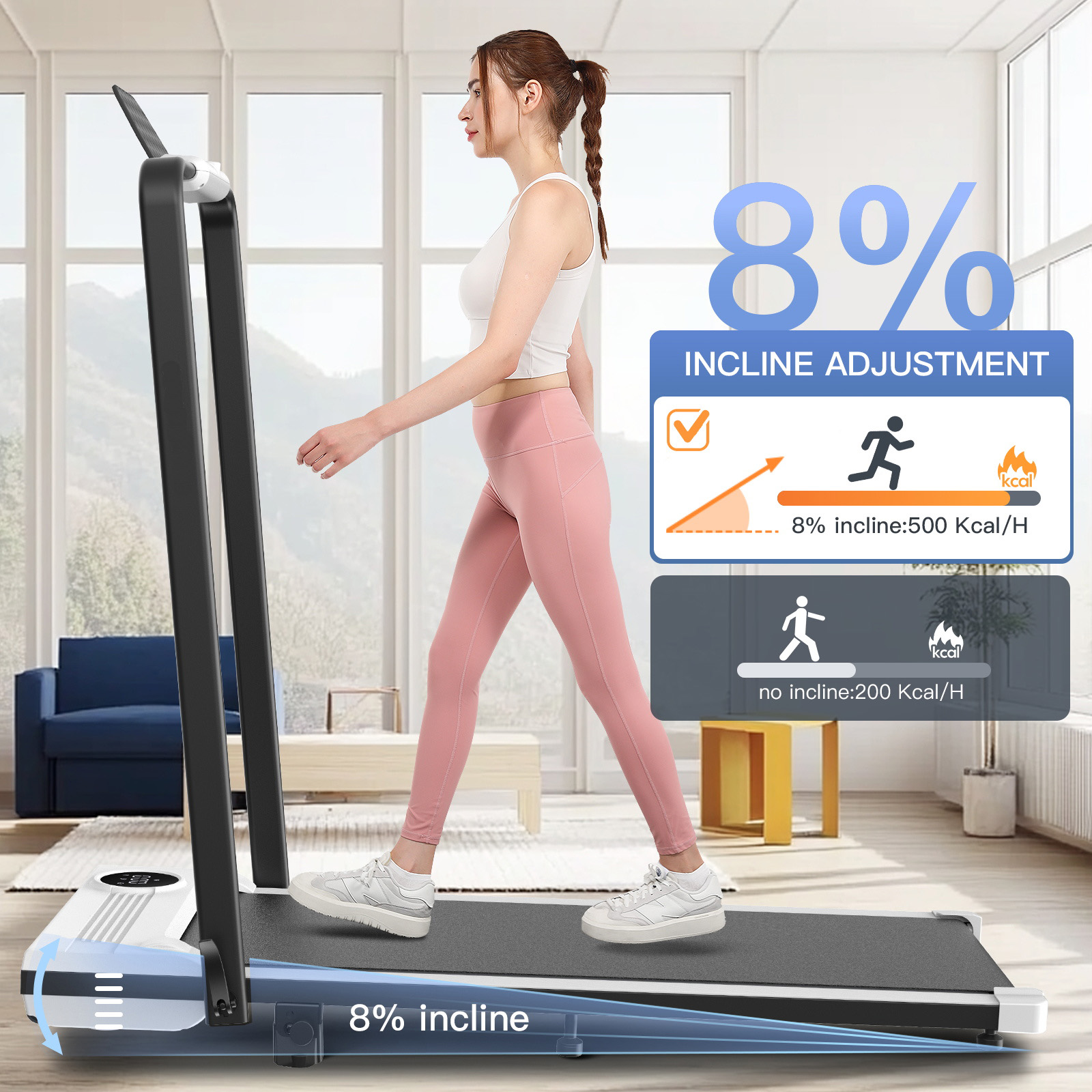 4-in-1 Folding Treadmill with Adjustable Incline & Handle Bar – SpaceSaver Design