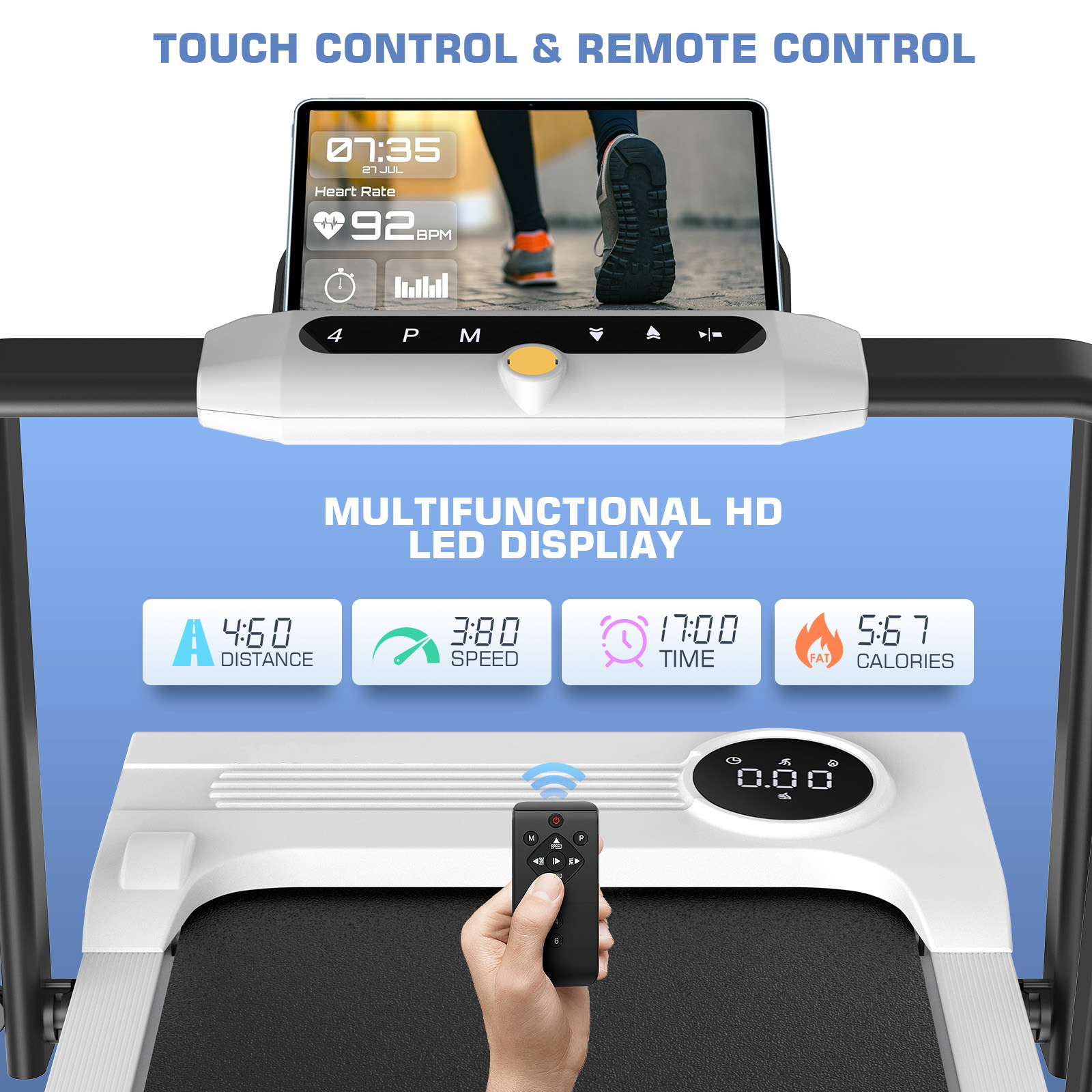 4-in-1 Folding Treadmill with Adjustable Incline & Handle Bar – SpaceSaver Design