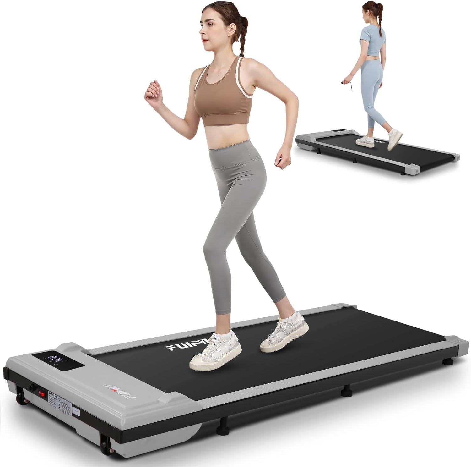 FUNMILY 2.5HP Quiet Portable Electric Treadmills for Home 300 lbs Weight Capacity