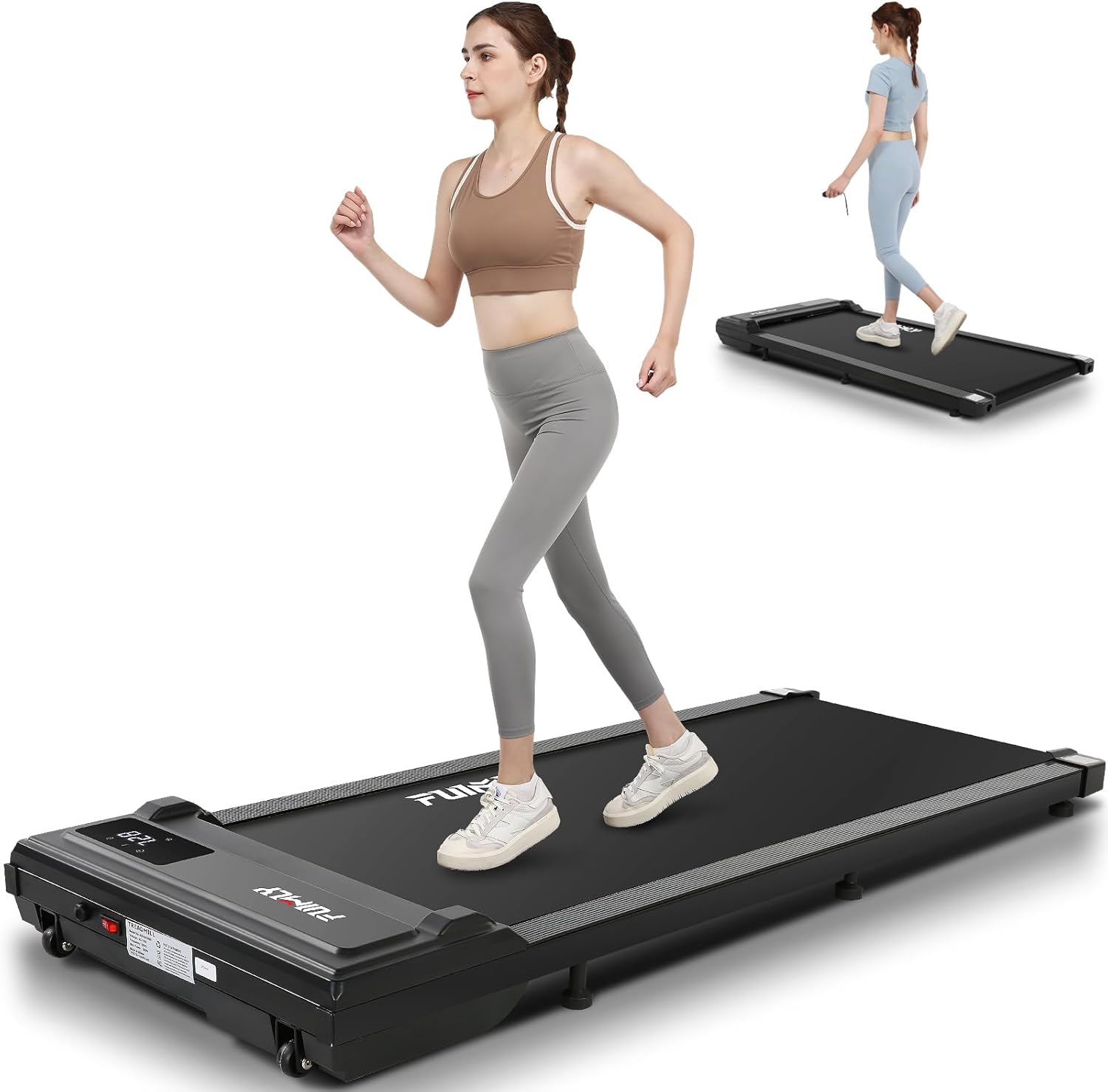 FUNMILY 2.5HP Quiet Portable Electric Treadmills for Home 300 lbs Weight Capacity